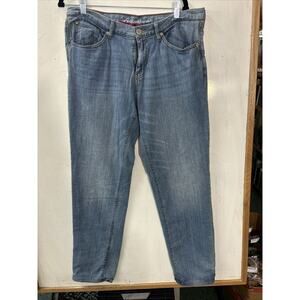 Eddie Bauer Jeans 33x30 Blue Flannel Lined Boyfriend Relaxed Fit Straight‎